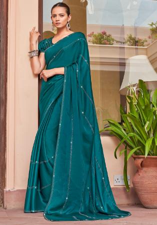 Picture of Fascinating Chiffon & Satin Teal Saree