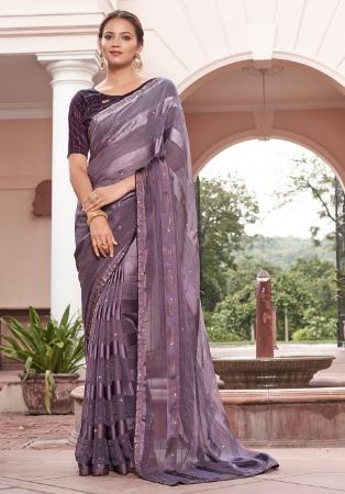 Picture of Marvelous Chiffon Purple Saree