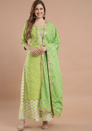 Picture of Ravishing Cotton Dark Khaki Readymade Salwar Kameez