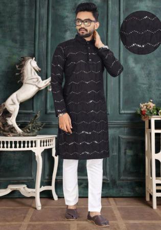 Picture of Beauteous Cotton Black Kurtas