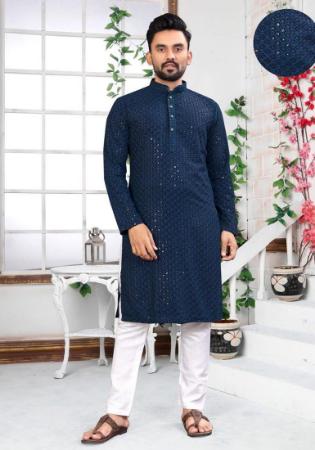 Picture of Superb Rayon Midnight Blue Kurtas