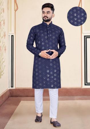 Picture of Delightful Cotton Midnight Blue Kurtis & Tunic