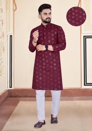 Picture of Pretty Cotton Maroon Kurtis & Tunic