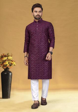 Picture of Admirable Silk Maroon Kurtas