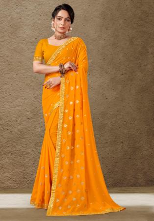 Picture of Radiant Georgette Yellow Saree