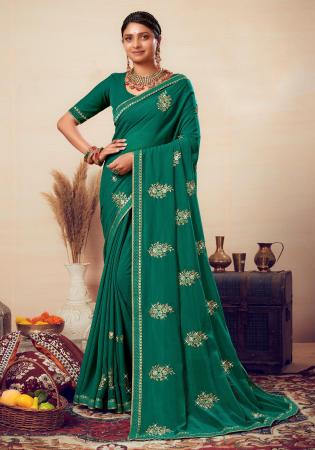 Picture of Delightful Georgette Teal Saree