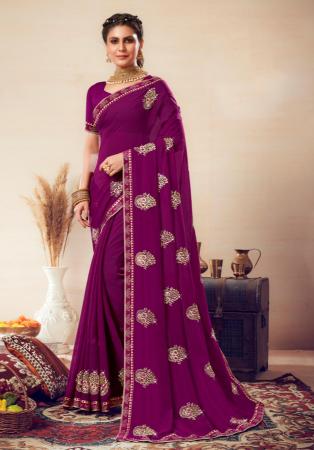 Picture of Gorgeous Georgette Purple Saree