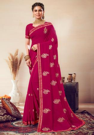 Picture of Beautiful Georgette Deep Pink Saree