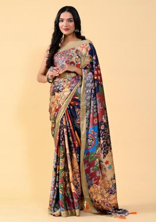 Picture of Shapely Satin & Silk Rosy Brown Saree