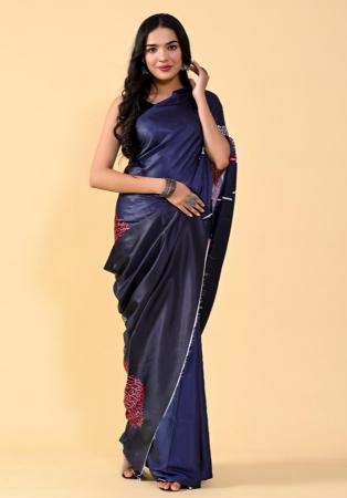 Picture of Enticing Satin & Silk Dark Slate Blue Saree