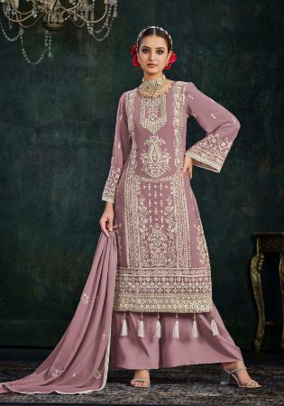 Picture of Appealing Georgette Plum Straight Cut Salwar Kameez