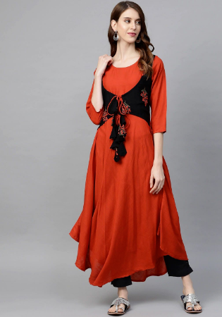 Picture of Superb Rayon Fire Brick Kurtis & Tunic