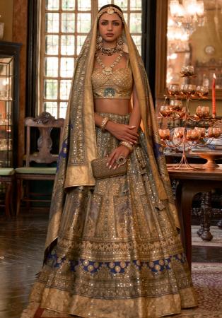 Picture of Gorgeous Silk Dark Olive Green Lehenga Choli