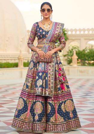 Picture of Nice Silk Navy Blue Lehenga Choli