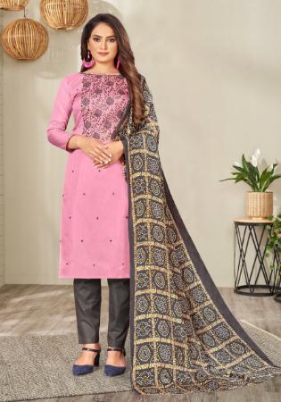 Picture of Graceful Silk Light Pink Straight Cut Salwar Kameez