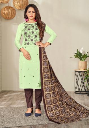 Picture of Silk Pale Golden Rod Straight Cut Salwar Kameez