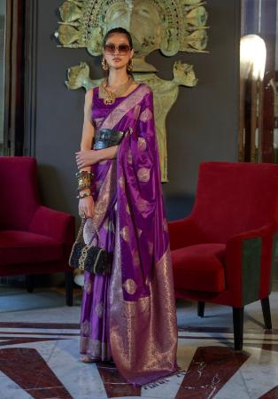 Picture of Excellent Satin Purple Saree