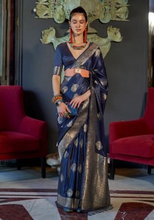 Picture of Excellent Satin Midnight Blue Saree