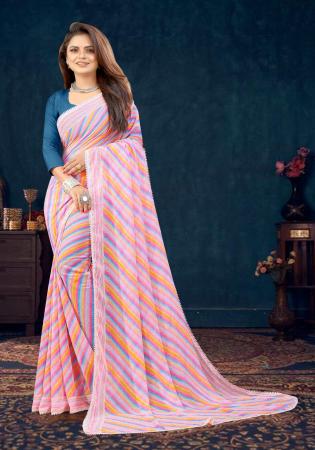 Picture of Pretty Georgette Light Pink Saree