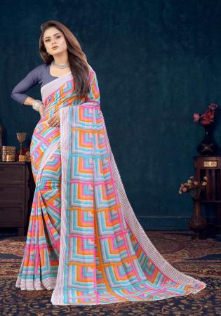 Picture of Nice Georgette Medium Turquoise Saree