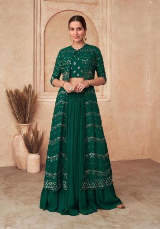 Picture of Nice Chiffon Dark Green Anarkali Salwar Kameez