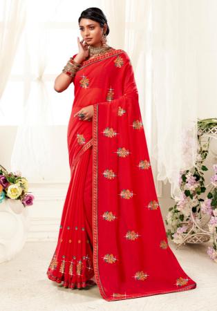 Picture of Statuesque Georgette Red Saree