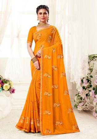 Picture of Statuesque Georgette Yellow Saree