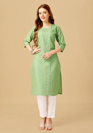 Picture of Splendid Cotton Dark Khaki Kurtis & Tunic