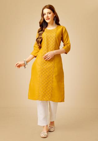 Picture of Sublime Cotton Dark Golden Rod Kurtis & Tunic