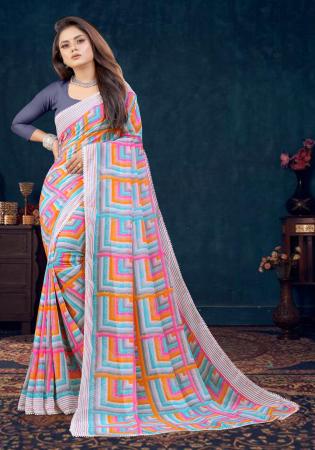 Picture of Wonderful Georgette Light Steel Blue Saree