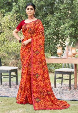 Picture of Good Looking Georgette Crimson Saree