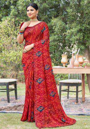 Picture of Beauteous Georgette Indian Red Saree