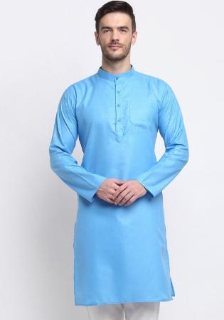 Picture of Splendid Cotton Light Sky Blue Kurtas