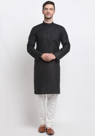 Picture of Pleasing Cotton Black Kurtas