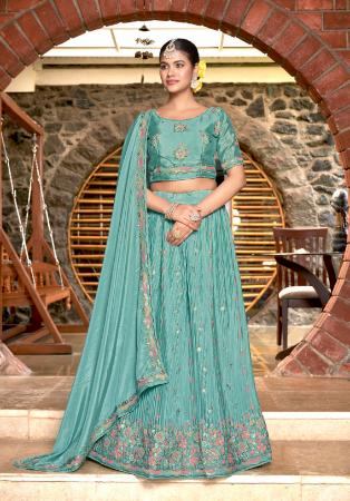 Picture of Sightly Chiffon Cadet Blue Lehenga Choli