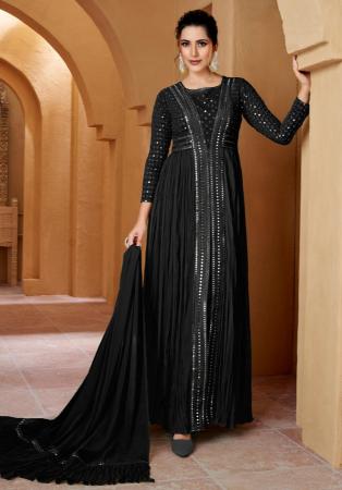 Picture of Sightly Georgette Black Anarkali Salwar Kameez