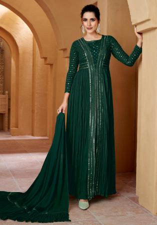 Picture of Wonderful Georgette Dark Green Anarkali Salwar Kameez