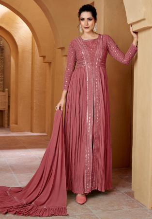 Picture of Georgette Pale Violet Red Anarkali Salwar Kameez