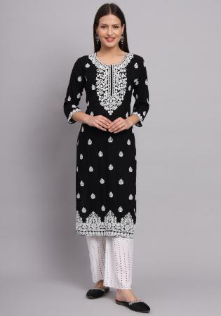 Picture of Ravishing Rayon Black Kurtis & Tunic