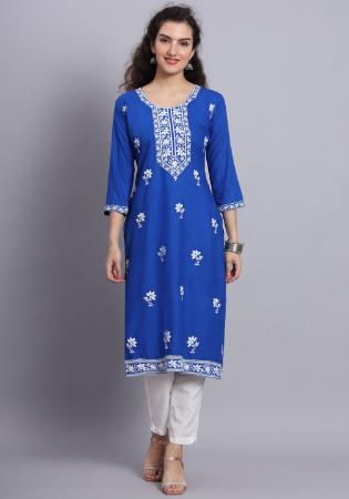 Picture of Elegant Rayon Royal Blue Kurtis & Tunic