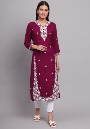 Picture of Appealing Rayon Purple Kurtis & Tunic