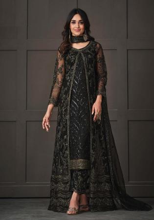 Picture of Taking Net Black Straight Cut Salwar Kameez