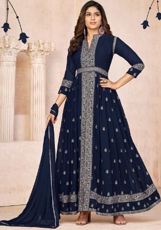 Picture of Sublime Georgette Dark Blue Anarkali Salwar Kameez