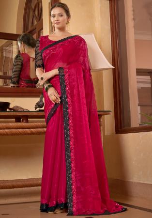 Picture of Taking Chiffon Maroon Saree