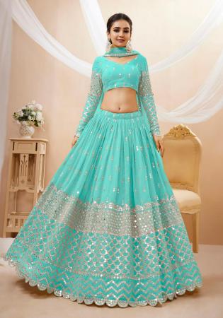 Picture of Elegant Georgette Sky Blue Lehenga Choli