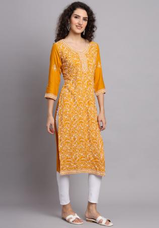 Picture of Sublime Rayon Dark Golden Rod Kurtis & Tunic