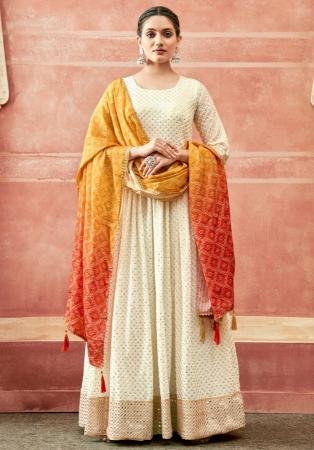 Picture of Amazing Georgette White Straight Cut Salwar Kameez