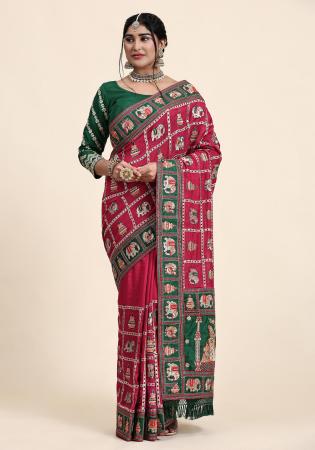 Picture of Elegant Silk Rosy Brown Saree