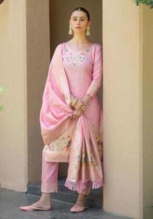 Picture of Stunning Silk Pink Straight Cut Salwar Kameez