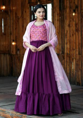 Picture of Delightful Chiffon Medium Violet Red Readymade Gown